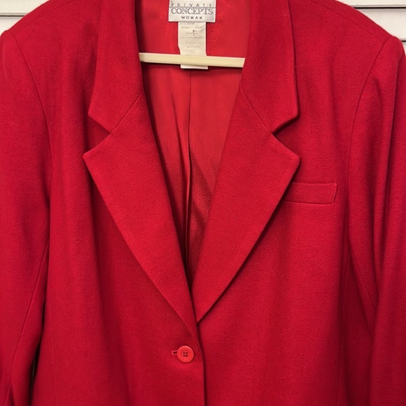Vintage Private Concepts cranberry single breasted wool blazer size 16W - Picture 2 of 5